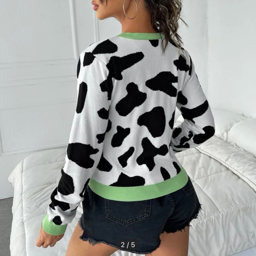 SOLD - Shein Cow Print Cami and Cardigan - Picture 3 of 5